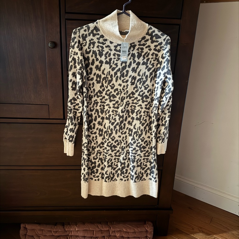Loft Leopard Print Sweater Dress
